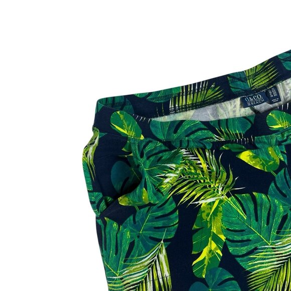 Denim&Co Beach Jersey Wide Leg Pull On Pants Plus Size 2X Tropical Palms A351802 - Picture 7 of 12